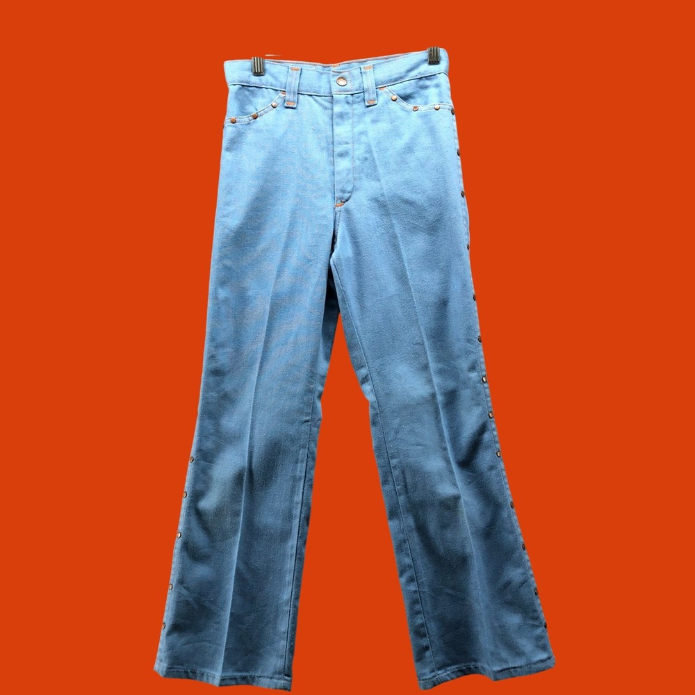 Vintage 1970s Billy The Kid Blue Denim Western Jeans Kids Size 10-12 Boys Rodeo